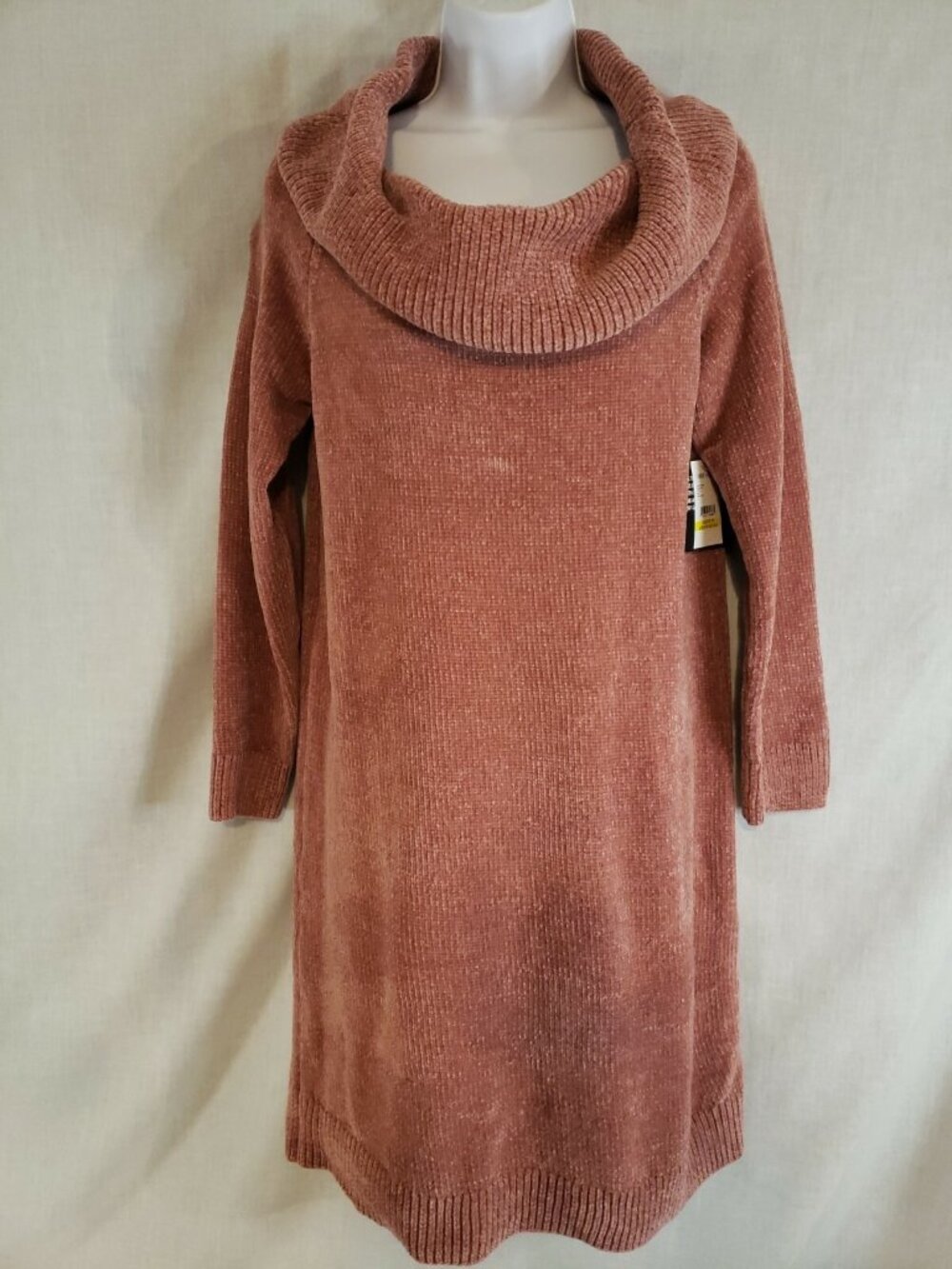 Nine West Sweater Dress NWT Women's Size M, Mauve Cowlneck Long Winter Warm